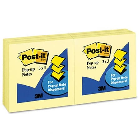 Sticky Note Pop-up Notes R-330-YW Pop-Up Note Refills- 3 X 3- Canary Yellow- 100 Sheets